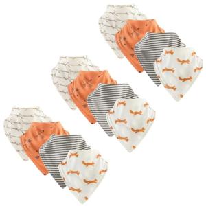 imageTouched by Nature Unisex Baby Organic Cotton Bandana Bibs White One SizeFox 12pack