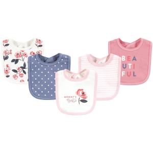 imageTouched by Nature Unisex Baby Organic Cotton Bibs Peas And Thank You One SizeBubblegum Floral