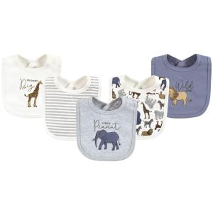 imageTouched by Nature Unisex Baby Organic Cotton Bibs Peas And Thank You One SizeClassic Safari