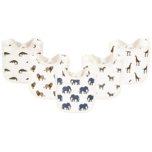 imageTouched by Nature Unisex Baby Organic Cotton Bibs Peas And Thank You One SizeClassic Safari Animals