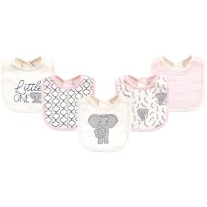 imageTouched by Nature Unisex Baby Organic Cotton Bibs Peas And Thank You One SizeGirl Elephant