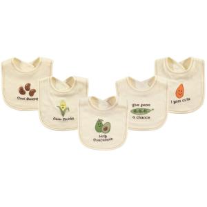 imageTouched by Nature Unisex Baby Organic Cotton Bibs Peas And Thank You One SizeGuacamole