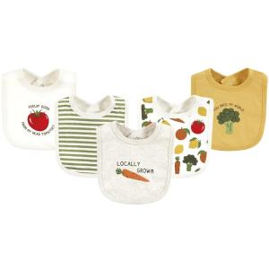 imageTouched by Nature Unisex Baby Organic Cotton Bibs Peas And Thank You One SizeHappy Veggies