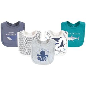 imageTouched by Nature Unisex Baby Organic Cotton Bibs Peas And Thank You One SizeMystic Sea
