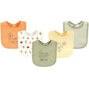 imageTouched by Nature Unisex Baby Organic Cotton Bibs Peas And Thank You One SizePeas and Thank You