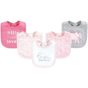 imageTouched by Nature Unisex Baby Organic Cotton Bibs Peas And Thank You One SizePink Peanut