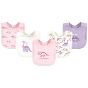 imageTouched by Nature Unisex Baby Organic Cotton Bibs Peas And Thank You One SizeRetro Dino