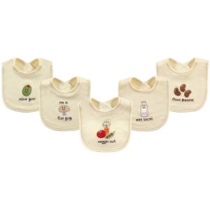 imageTouched by Nature Unisex Baby Organic Cotton Bibs Peas And Thank You One SizeVeggies