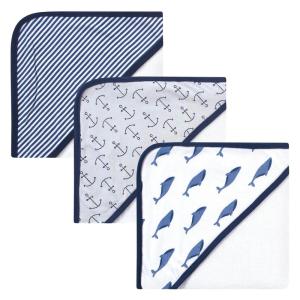 imageTouched by Nature Unisex Baby Organic Cotton Hooded Towels Blue Elephant One SizeBlue Whale