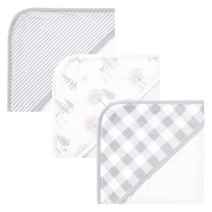 imageTouched by Nature Unisex Baby Organic Cotton Hooded Towels Blue Elephant One SizeGray Woodland