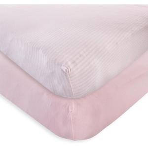 imageTouched by Nature Unisex Baby and Toddler Organic Cotton Crib Sheet Powder Blue One SizeBarely Pink