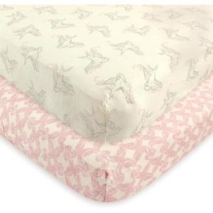 imageTouched by Nature Unisex Baby and Toddler Organic Cotton Crib Sheet Powder Blue One SizeBird