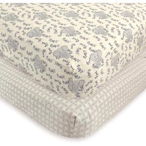 imageTouched by Nature Unisex Baby and Toddler Organic Cotton Crib Sheet Powder Blue One SizeBlue Elephant