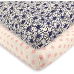 imageTouched by Nature Unisex Baby and Toddler Organic Cotton Crib Sheet Powder Blue One SizeDaisy