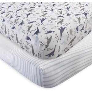imageTouched by Nature Unisex Baby and Toddler Organic Cotton Crib Sheet Powder Blue One SizeDino