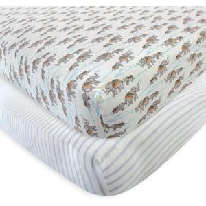 imageTouched by Nature Unisex Baby and Toddler Organic Cotton Crib Sheet Powder Blue One SizeElephant