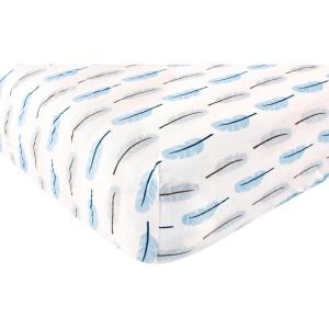 imageTouched by Nature Unisex Baby and Toddler Organic Cotton Crib Sheet Powder Blue One SizeFeather
