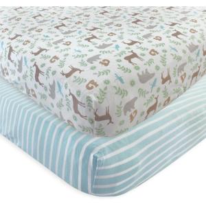 imageTouched by Nature Unisex Baby and Toddler Organic Cotton Crib Sheet Powder Blue One SizeForest