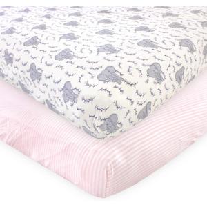 imageTouched by Nature Unisex Baby and Toddler Organic Cotton Crib Sheet Powder Blue One SizeGirl Elephant