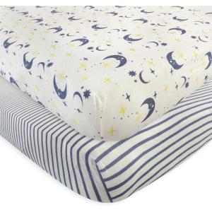 imageTouched by Nature Unisex Baby and Toddler Organic Cotton Crib Sheet Powder Blue One SizeMoon
