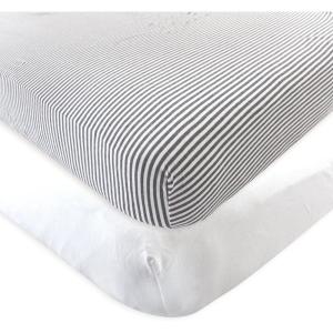 imageTouched by Nature Unisex Baby and Toddler Organic Cotton Crib Sheet Powder Blue One SizeWhite Heather Charcoal