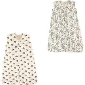 imageTouched by Nature unisexbaby Organic Cotton Sleeveless Wearable Sleeping Bag Sack BlanketHedgehog and Elephant 2pack