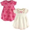 imageTouched by Nature Girls One Size Organic Cotton Short LongSleeve DressesBaby Toddler Boho Flower Short Sleeve