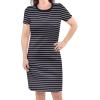 imageTouched by Nature Girls One Size Organic Cotton Short LongSleeve DressesWomen Black Stripe Short Sleeve