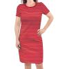 imageTouched by Nature Girls One Size Organic Cotton Short LongSleeve DressesWomen Red Stripe Short Sleeve