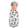 imageTouched by Nature Unisex Baby Organic Cotton Swaddle Blanket and Headband or Cap Moose One SizeBlack Floral