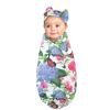 imageTouched by Nature Unisex Baby Organic Cotton Swaddle Blanket and Headband or Cap Moose One SizeHydrangea Monarch