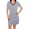 Women Navy Tile Short Sleeve