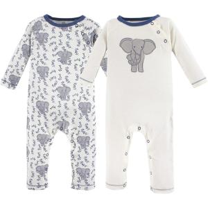 imageTouched by Nature Baby Girls Organic Cotton CoverallsElephant