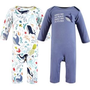 imageTouched by Nature Baby Girls Organic Cotton CoverallsOcean
