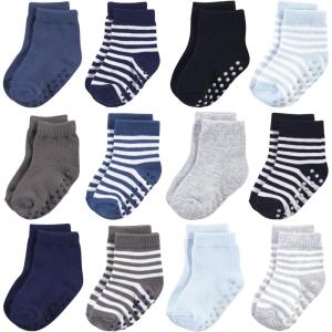 imageTouched by Nature Baby Girls Organic Cotton Socks with NonSkid Gripper for Fall ResistanceBlue