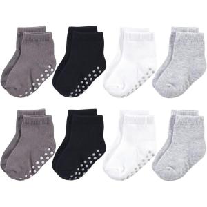 imageTouched by Nature Baby Girls Organic Cotton Socks with NonSkid Gripper for Fall ResistanceSolid Black