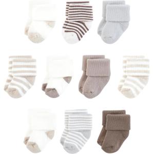 imageTouched by Nature Baby Unisex Organic Cotton Socks Neutral Stripes 612 Months Brown