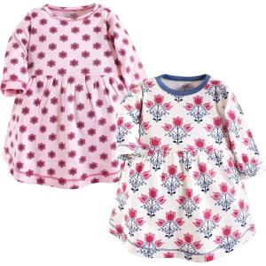 imageTouched by Nature Girls One Size Organic Cotton Short LongSleeve DressesBaby Toddler Abstract Flower Long Sleeve