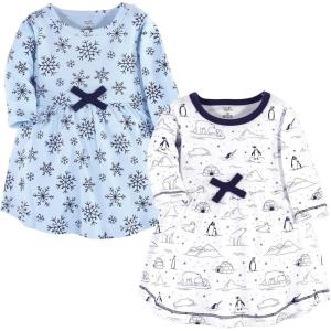 imageTouched by Nature Girls One Size Organic Cotton Short LongSleeve DressesBaby Toddler Arctic Long Sleeve