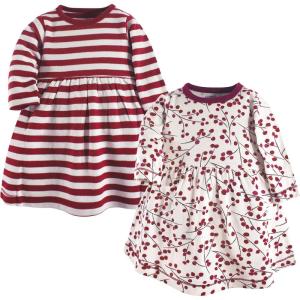 imageTouched by Nature Girls One Size Organic Cotton Short LongSleeve DressesBaby Toddler Berry Branch Long Sleeve