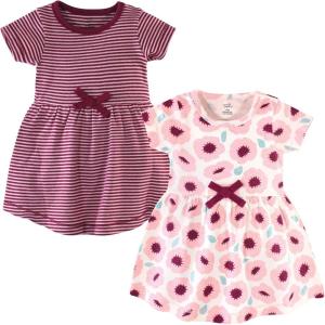 imageTouched by Nature Girls One Size Organic Cotton Short LongSleeve DressesBaby Toddler Blush Blossom Short Sleeve