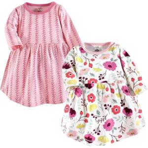 imageTouched by Nature Girls One Size Organic Cotton Short LongSleeve DressesBaby Toddler Botanical Long Sleeve