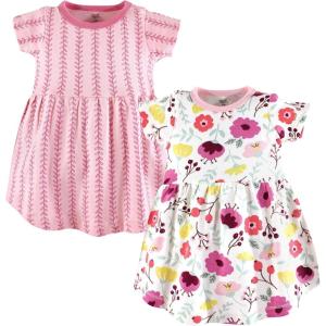 imageTouched by Nature Girls One Size Organic Cotton Short LongSleeve DressesBaby Toddler Botanical Short Sleeve