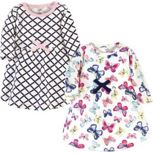 imageTouched by Nature Girls One Size Organic Cotton Short LongSleeve DressesBaby Toddler Bright Butterflies Long Sleeve