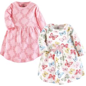 imageTouched by Nature Girls One Size Organic Cotton Short LongSleeve DressesBaby Toddler Butterflies Long Sleeve