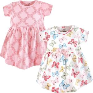 imageTouched by Nature Girls One Size Organic Cotton Short LongSleeve DressesBaby Toddler Butterflies Short Sleeve