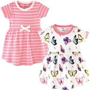 imageTouched by Nature Girls One Size Organic Cotton Short LongSleeve DressesBaby Toddler Butterflies and Dragonflies Short Sleeve