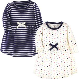imageTouched by Nature Girls One Size Organic Cotton Short LongSleeve DressesBaby Toddler Colorful Dot Long Sleeve