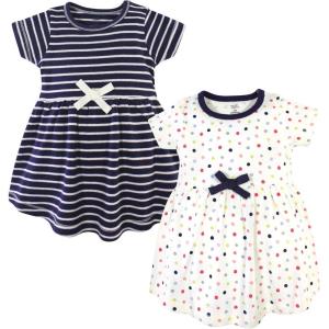 imageTouched by Nature Girls One Size Organic Cotton Short LongSleeve DressesBaby Toddler Colorful Dot Short Sleeve
