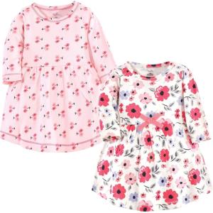 imageTouched by Nature Girls One Size Organic Cotton Short LongSleeve DressesBaby Toddler Coral Garden Long Sleeve